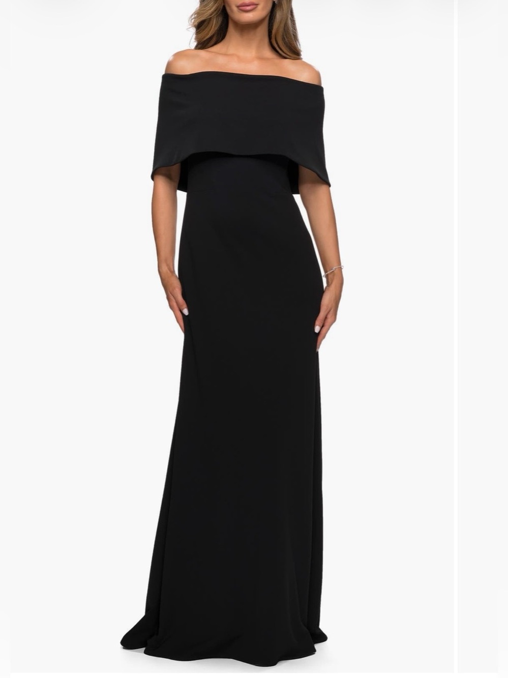 La Femme Black Off the shoulder Gown